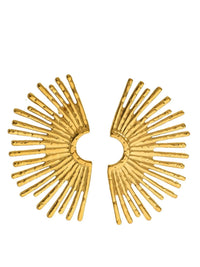 Elegant 18K Gold-Plated Stainless Steel Sunburst Earrings - Dazzling Fashion Statement - Store 42