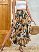 Asymmetrical Smocked Printed Skirt