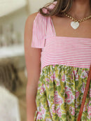 Printed Tie Shoulder Mini Cami Dress