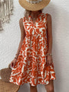 Full Size Printed Notched Sleeveless Mini Dress Plus Size - Store 42