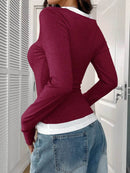 Scoop Neck Long Sleeve T-Shirt - Slightly Stretchy, 95% Polyester for Comfort, Easy Care - Store 42