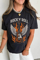 Slightly Stretchy Graphic Round Neck T-Shirt for Women - Short Sleeve Comfort Top - Store 42