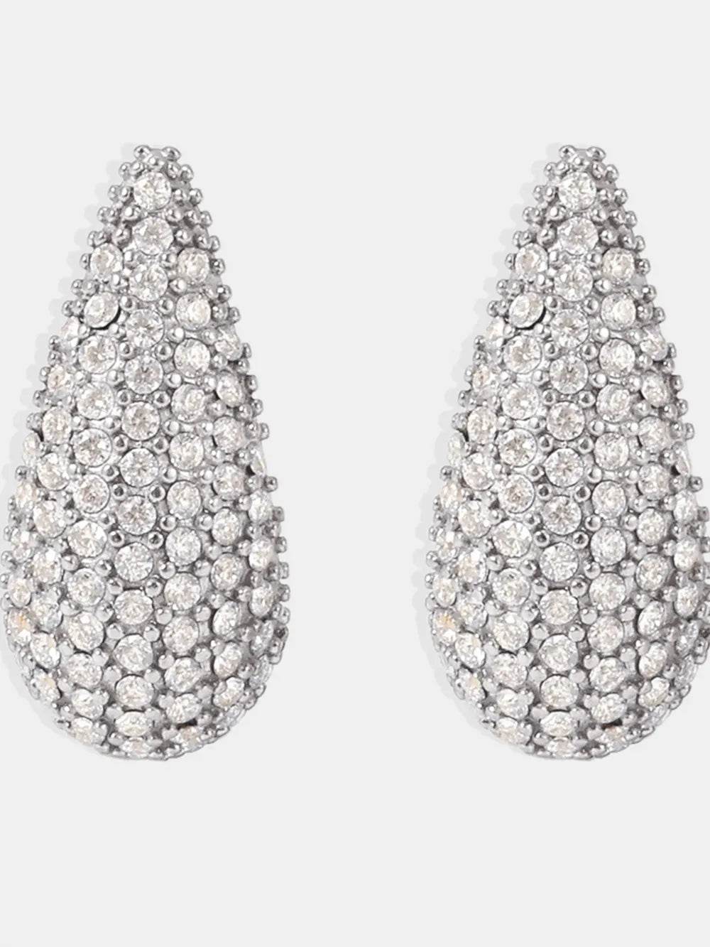 Elegant 18K Gold-Plated Stainless Steel Teardrop Earrings with Zircon Inlay