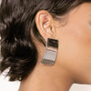 Elegant 18K Gold-Plated Stainless Steel Rectangle Earrings - Lightweight Design, 1.7 In Length - Store 42
