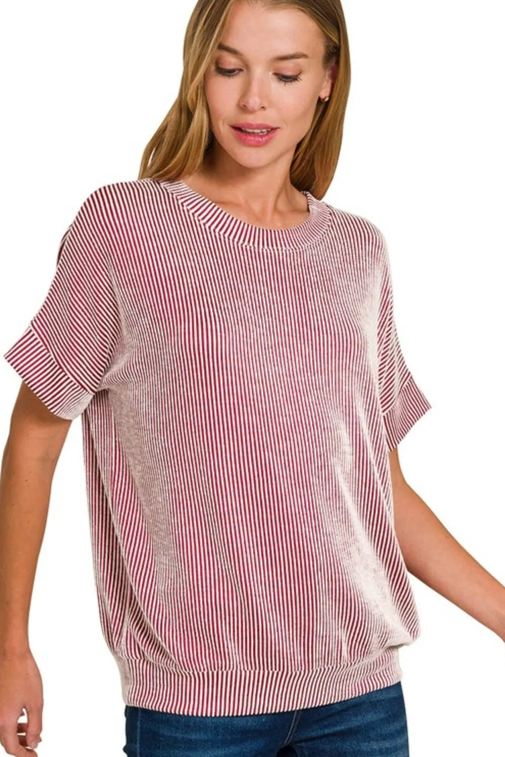 Zenana Corded Rib Short Sleeve T-Shirt