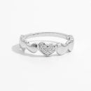 925 Sterling Silver Heart Ring with Inlaid Zircon - Elegant Platinum-Plated Design - Store 42