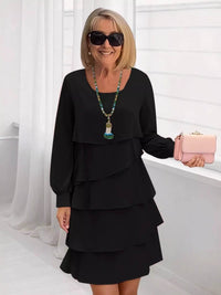Full Size Layered Long Sleeve Mini Dress Plus Size - Store 42