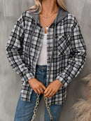 Plaid Button-Up Hooded Shirt