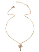 Zircon Palm Tree Pendant Necklace