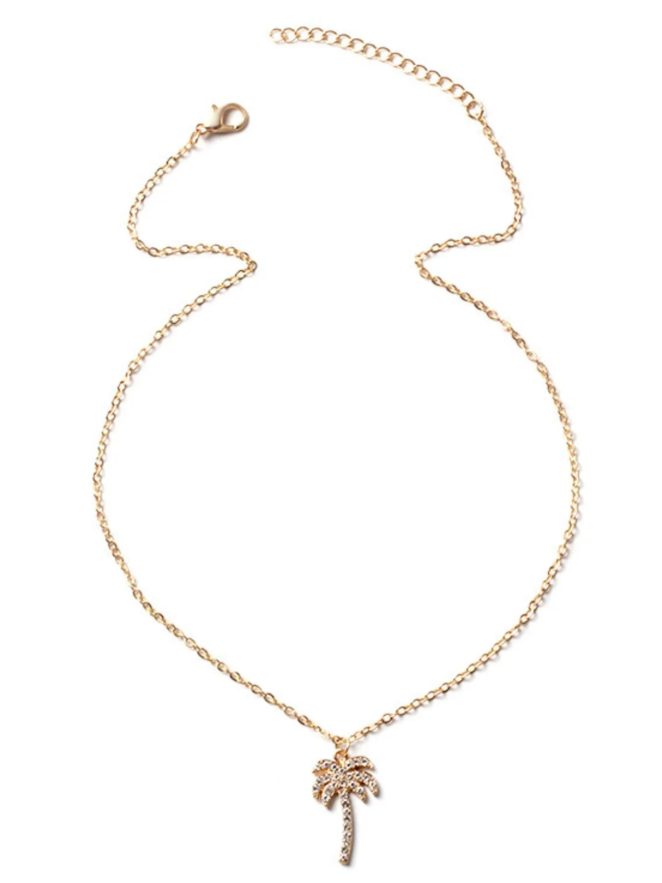 Zircon Palm Tree Pendant Necklace
