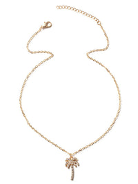Zircon Palm Tree Pendant Necklace