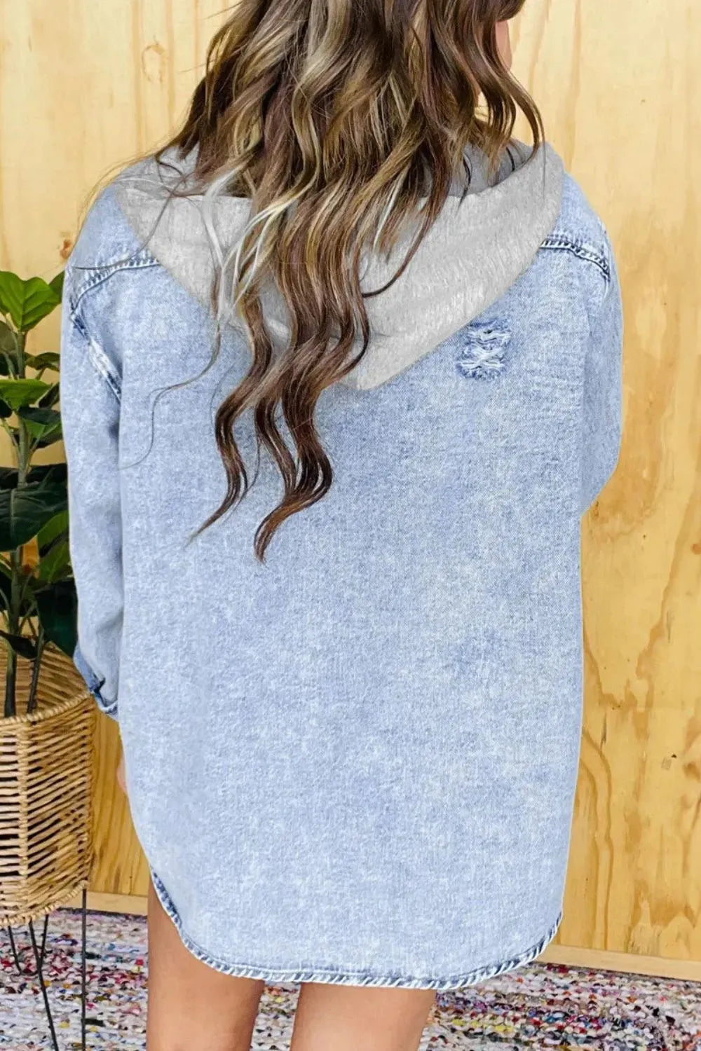 Distressed Denim Jacket for Women - Button Up Long Sleeve, Casual Vintage Style