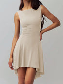 High-Low Round Neck Sleeveless Dress
