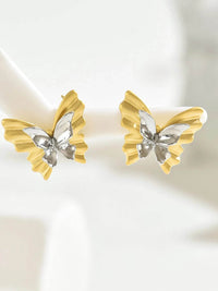 Elegant Two-Tone 18K Gold-Plated Stainless Steel Butterfly Earrings - Store 42
