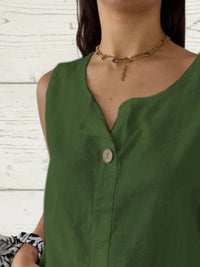 Full Size Casual Linen Sleeveless Blouse Plus Size - Store 42