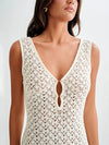 Openwork Sleeveless Maxi Dress White
