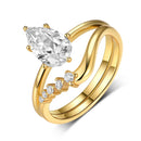 1.5 Carat Moissanite Teardrop Ring Set in 18K Gold-Plated Sterling Silver with Certificate - Store 42
