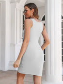 Ruched Square Neck Mini Tank Dress