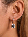 Elegant 18K Gold-Plated Stainless Steel Oval Drop Earrings with Agate and Kyanite Accents - Store 42