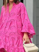 Full Size Eyelet Ruffled Hem Tiered Dress Plus Size - Store 42