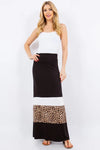Celeste Full Size Leopard Color Block Tube Maxi Dress Plus Size Black