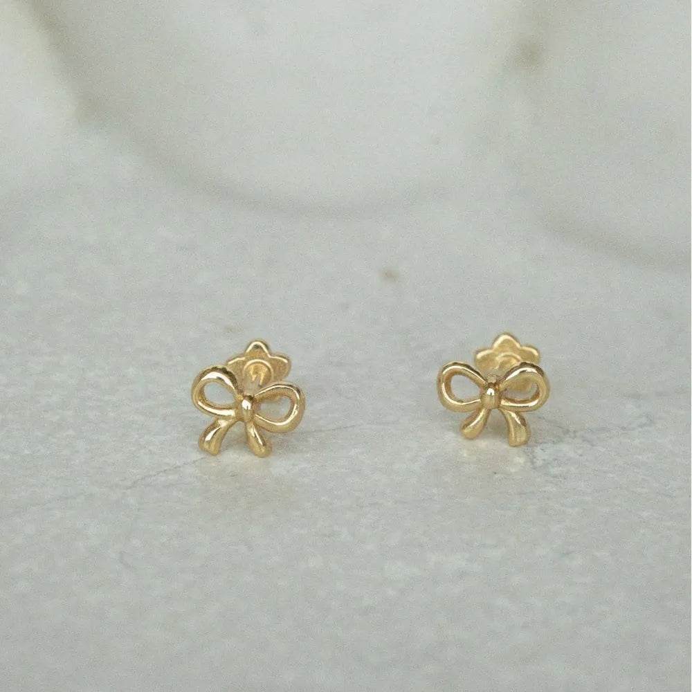 Elegant Copper Bow Stud Earrings - 14K Gold-Plated, Perfect for Everyday Wear - Store 42