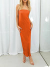 Lace-Up Back Tube Maxi Dress Orange