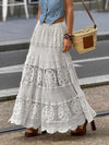 Openwork Crochet Maxi Skirt White One Size