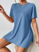 Casual Round Neck T-Shirt and Shorts Set Peacock Blue