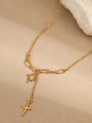 18K Gold-Plated Star Cross Pendant Necklace