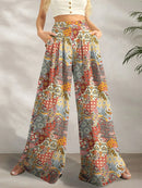 Printed Wide Leg Pants Ochre