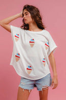 BiBi Solid Terry With Fourth Of July Theme Patched Top - Store 42