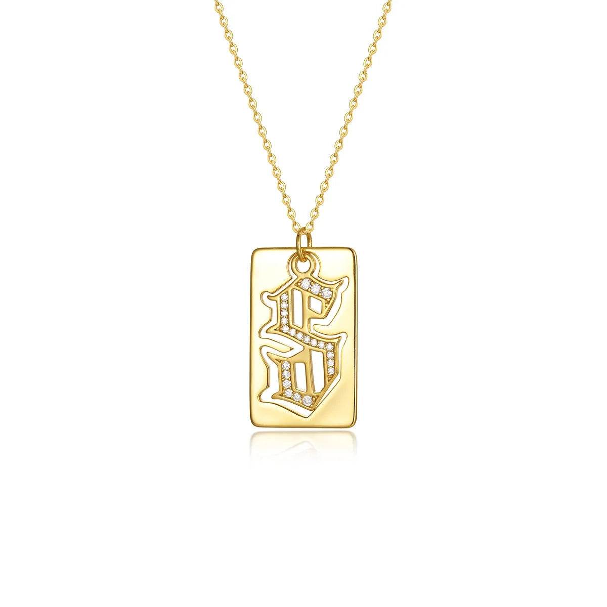 Elegant 925 Sterling Silver Letter S Pendant Necklace with 0.17ct Moissanite - 18K Gold-Plated - Store 42