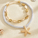 2-Piece Beaded Shell Starfish Rope Necklace