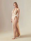 Hollow Out Halter Neck Cover-Up Dress