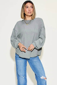 Basic Bae Full Size Ribbed Round Neck Long Sleeve T-Shirt - Store 42