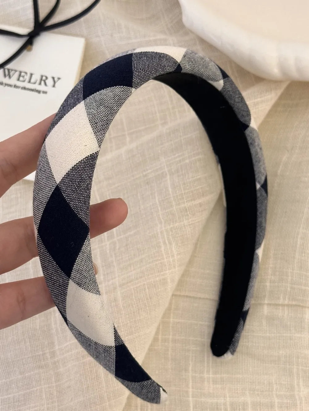 Trendsi Polyester Plaid Wide Headband - Stylish Accessory for All-Day Comfort