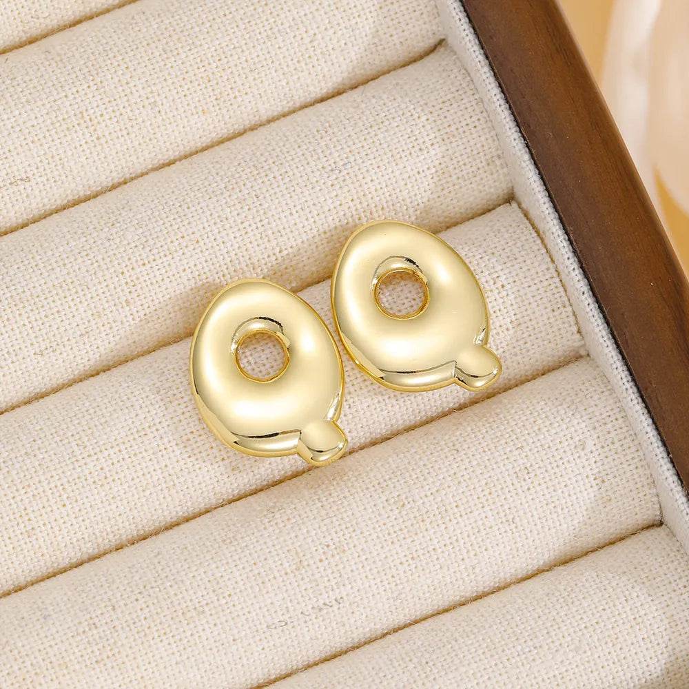 18K Gold-Plated Bubble Letter Stud Earrings - Unique, Dainty & Lightweight for Everyday Wear - Store 42