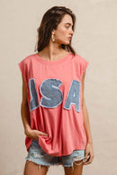BiBi Washed Jersey With Usa Patched Raw Cut Edge Detail - Store 42