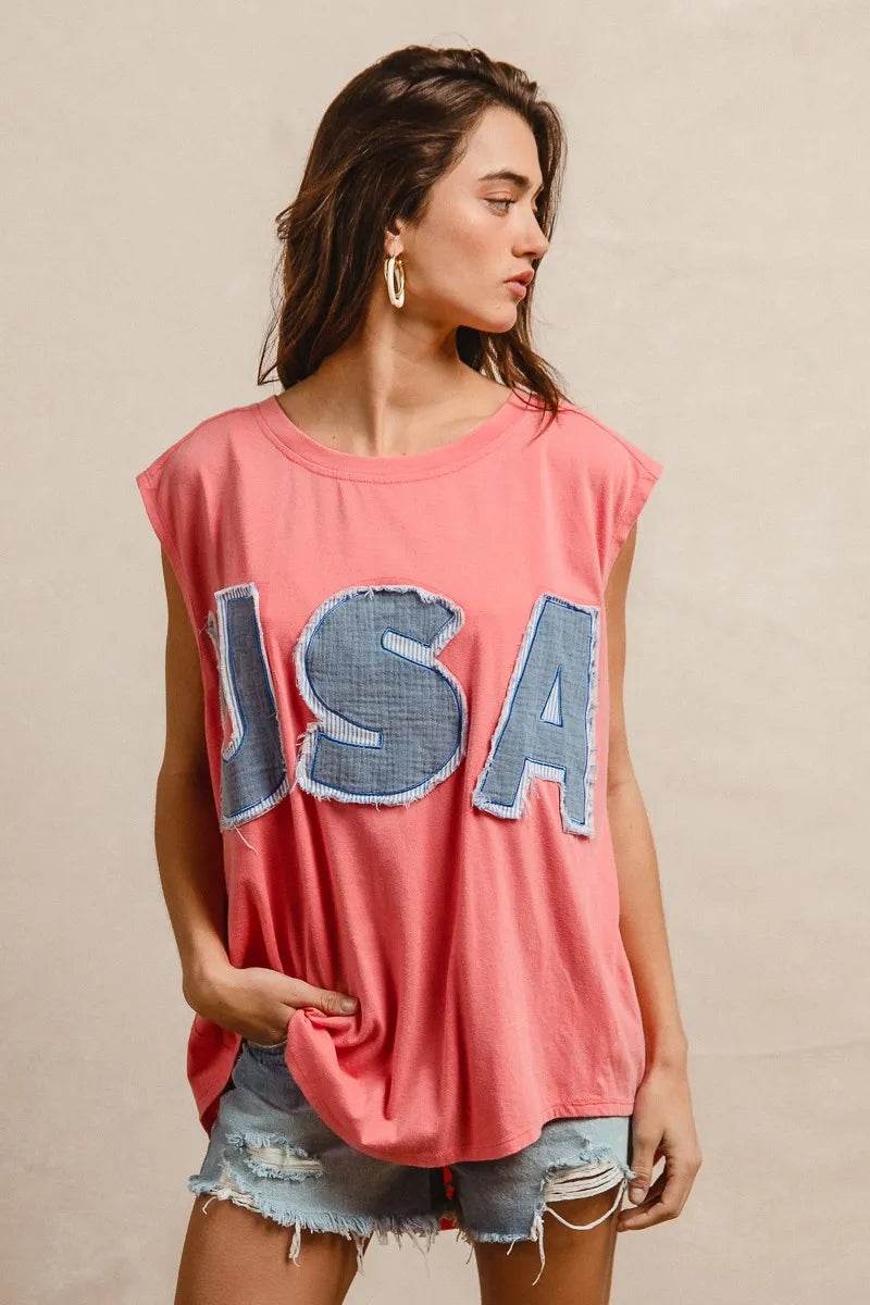 BiBi Washed Jersey With Usa Patched Raw Cut Edge Detail - Store 42