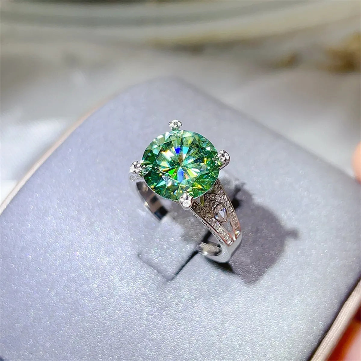 5 Carat Moissanite Ring in 925 Sterling Silver and Platinum-Plated Design