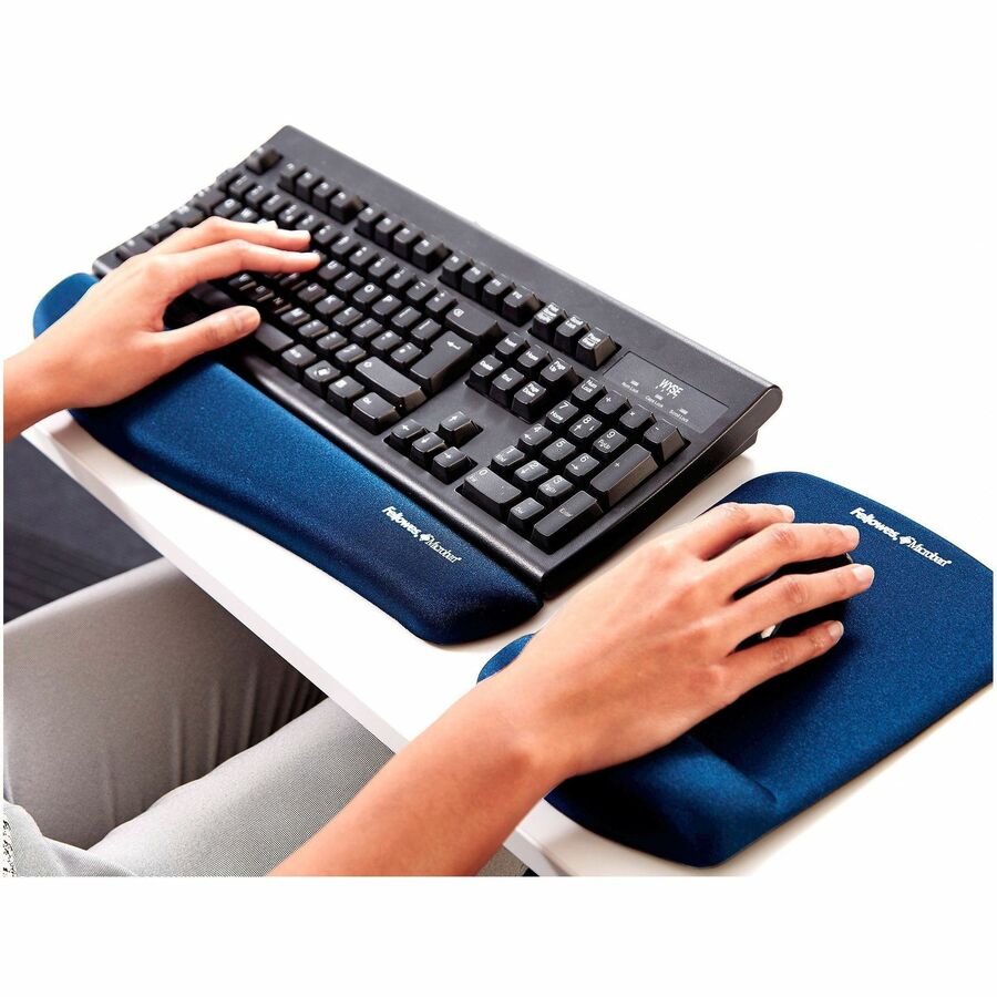 Fellowes PlushTouch Foam Wrist Rest with Microban Anti - Microbial Protection - Blue Comfort & Ergonomic Support - Store 42