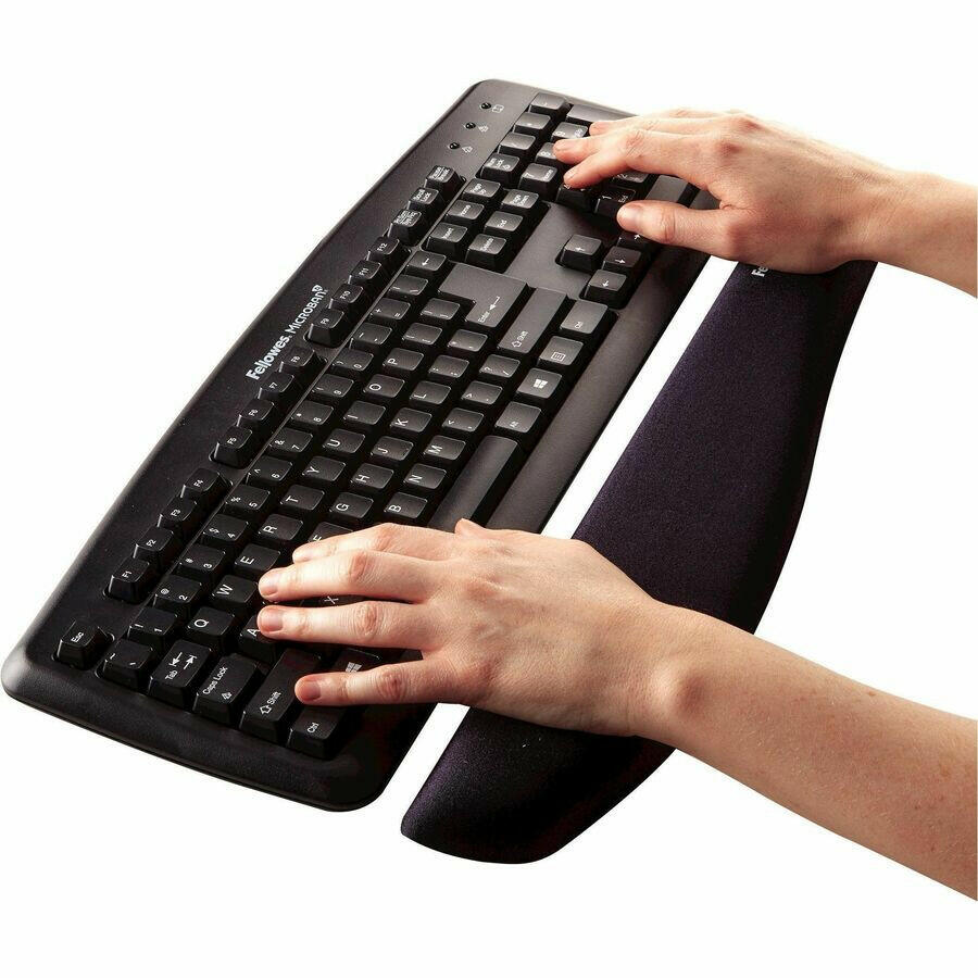 Fellowes PlushTouch Wrist Rest with Microban Antimicrobial Protection, FoamFusion Comfort - Black