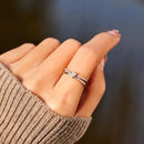 925 Sterling Silver Adjustable Zircon Heart Open Ring with Gift Box - Store 42