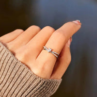 925 Sterling Silver Adjustable Zircon Heart Open Ring with Gift Box - Store 42