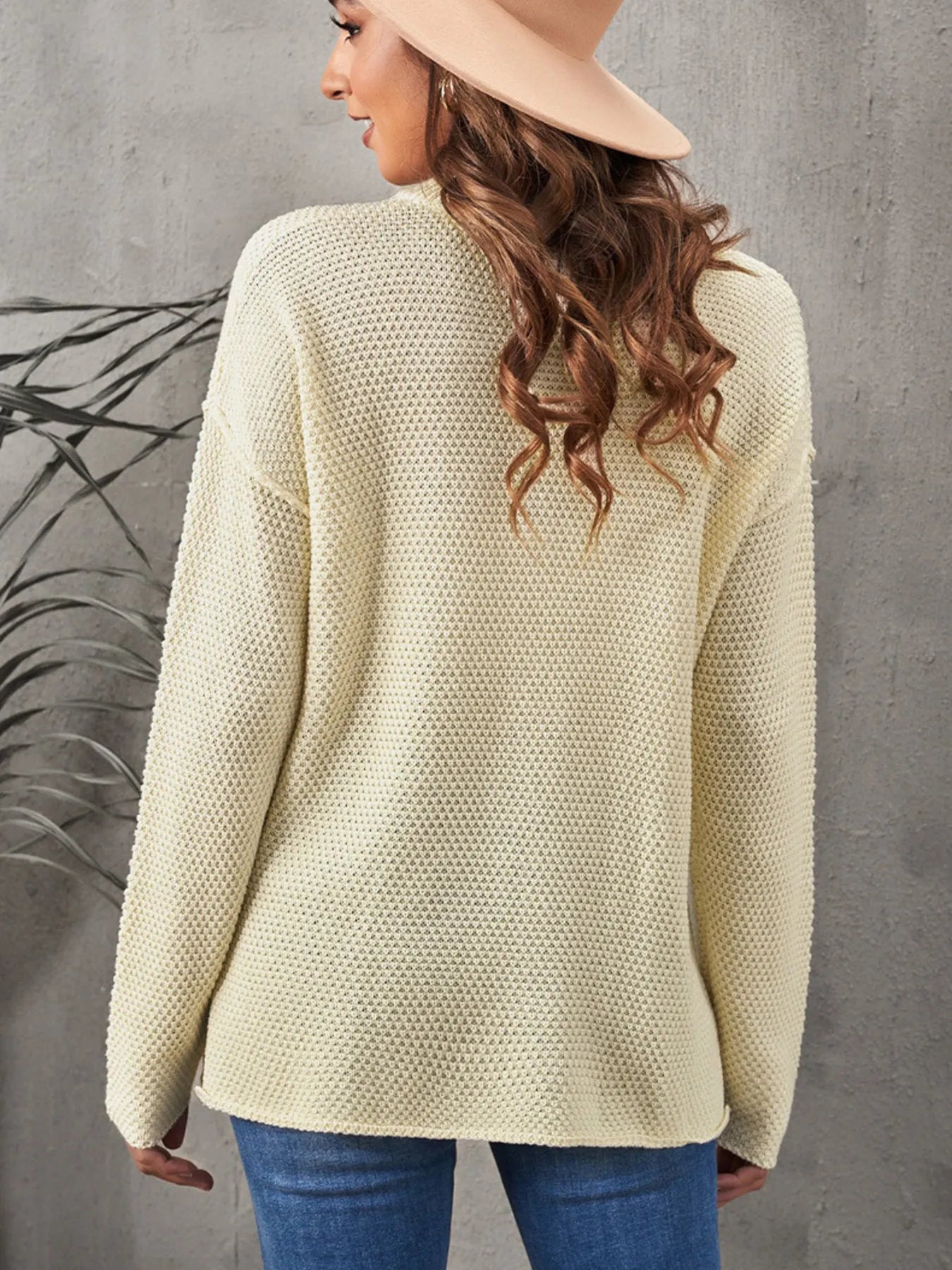 Button Detail Long Sleeve Knit Top