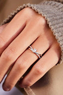 925 Sterling Silver Adjustable Zircon Heart Open Ring with Gift Box - Store 42