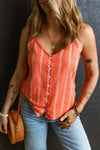 Printed Button Up V-Neck Cami Orange