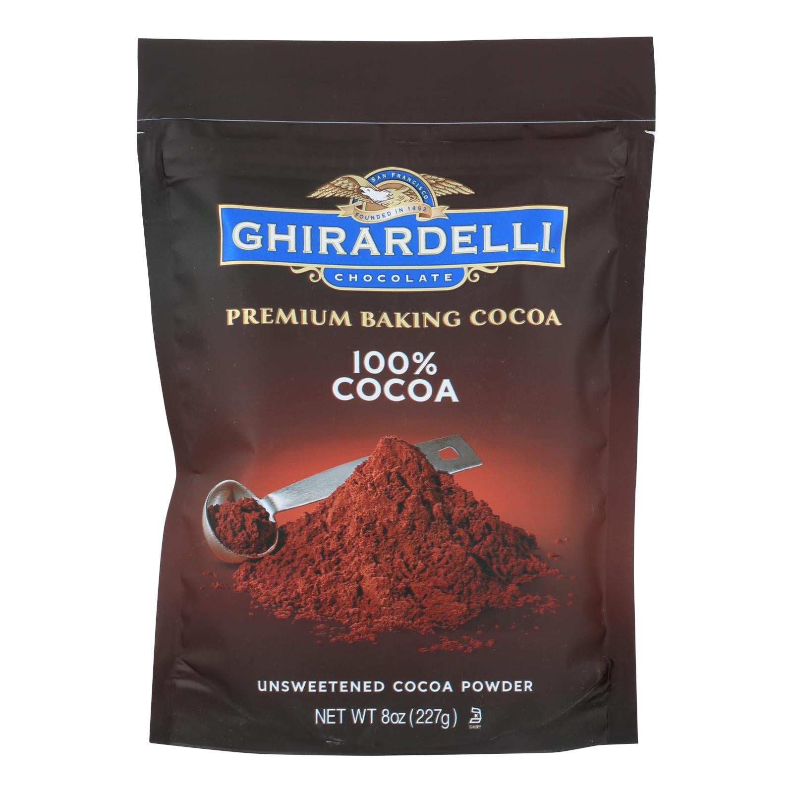 Ghirardelli 100% Unsweetened Baking Cocoa 8 Oz - Case of 6, Rich Flavor for Baking and Desserts