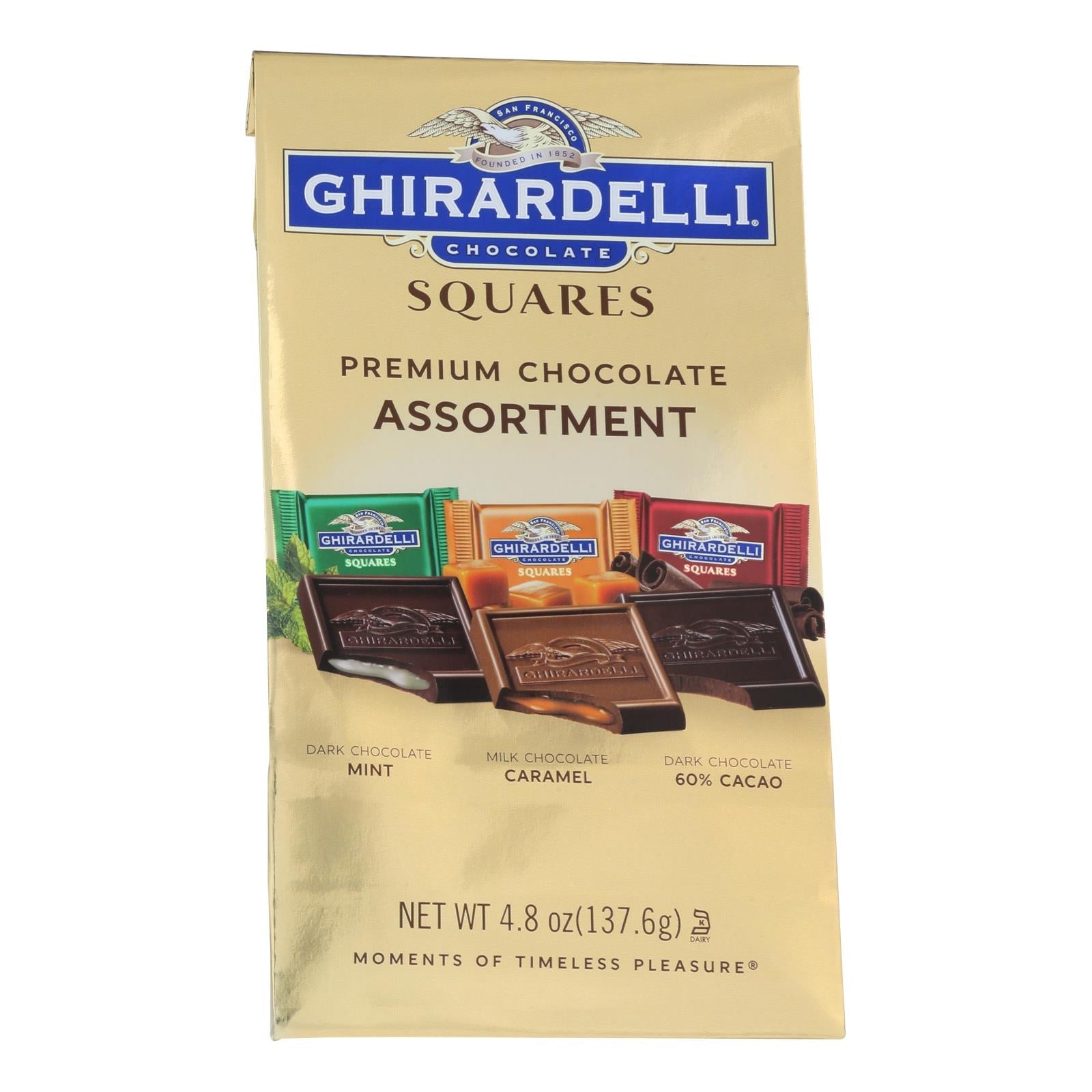 Ghirardelli Chocolate Squares Gift Case - 6 x 4.85 Oz Assorted Mint, Dark & Caramel Delights